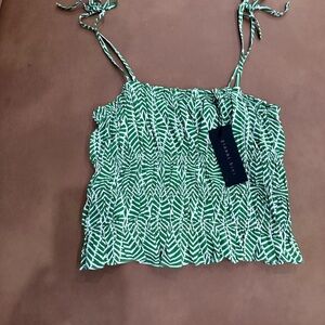 Green Leaf Print Women's Top